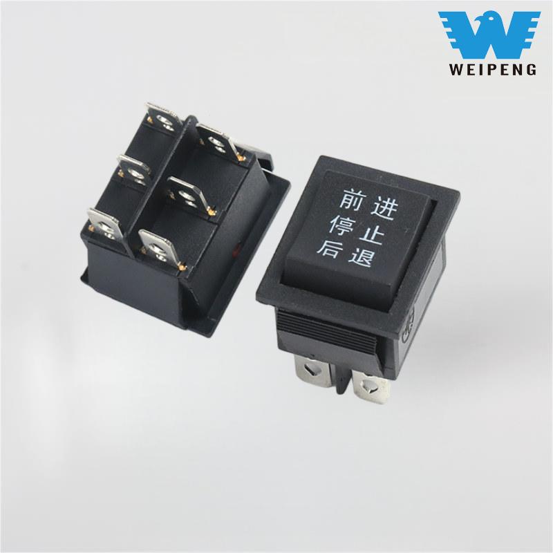 KCD4 чорний 31*25 мм 6-контактний 3-позиційний 16A 250V перекидний перемикач